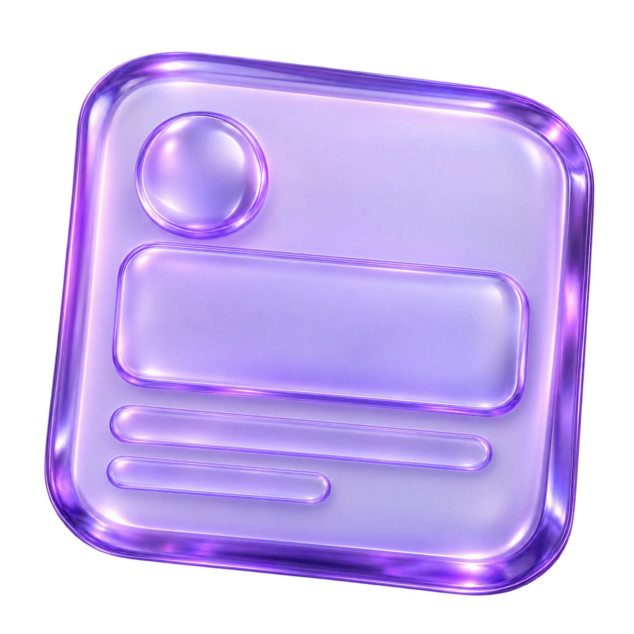 Rounded translucent violet glass ad tile
